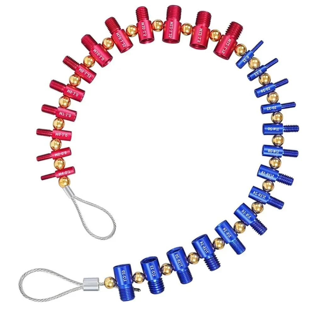 26pcs Nut And Bolt Thread Gauge Set Nut And Bolt Thread Gauge Set Aluminum Nut And Bolt Thread Gauge Measuring Gauging Tools
