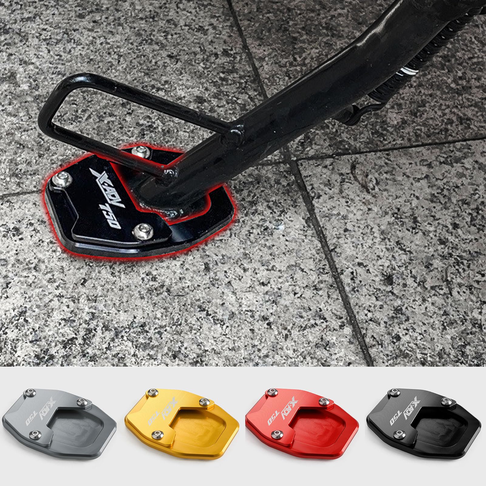 

WOOGA Motorcycle Aluminum Kickstand Side Stand Plate Pad Support Extended Fit For Honda X