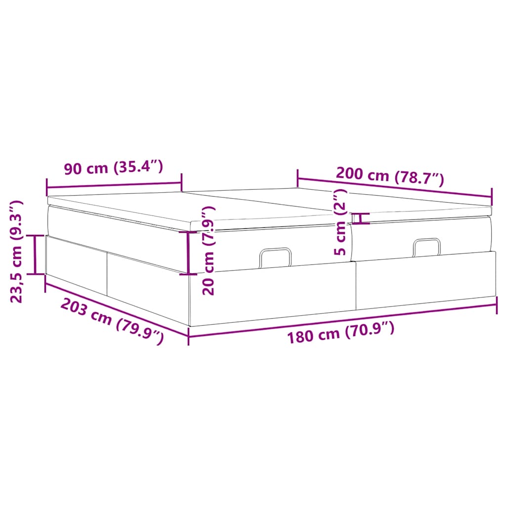Ottoman Bed with Mattresses Cappuccino 180x200 Cm Faux Leather
