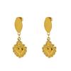 European American Retro Titanium Steel Heart-Shaped Gold Earrings for Women