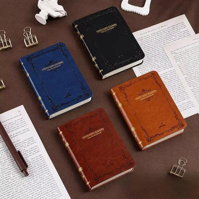 A6A7 Vintage Hot Gold bedrucktes Notizbuch, niedlich, kompakt, tragbar, Tasche, Hartschale, PU-Leder, Notizbuch, Schulbedarf, Bürotagebuch