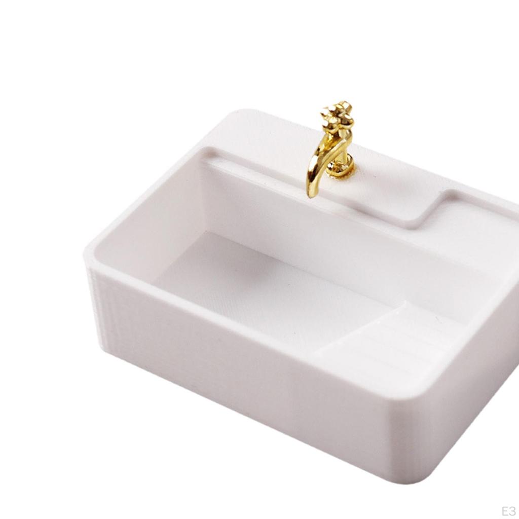 *1/12 Scale Dollhouse Washbasin Mini DIY Fitments Furniture Toy for Life Scene Micro Landscape