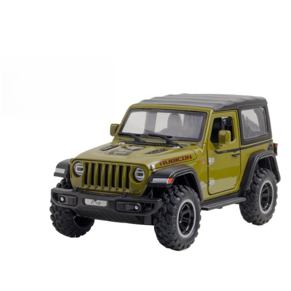 

1/32 Jeep Wrangler Rubicon Alloy Model Car Metal Diecast Collection Vehicle Simulation Sound & Light Toy for Kids Christmas Gift зелений