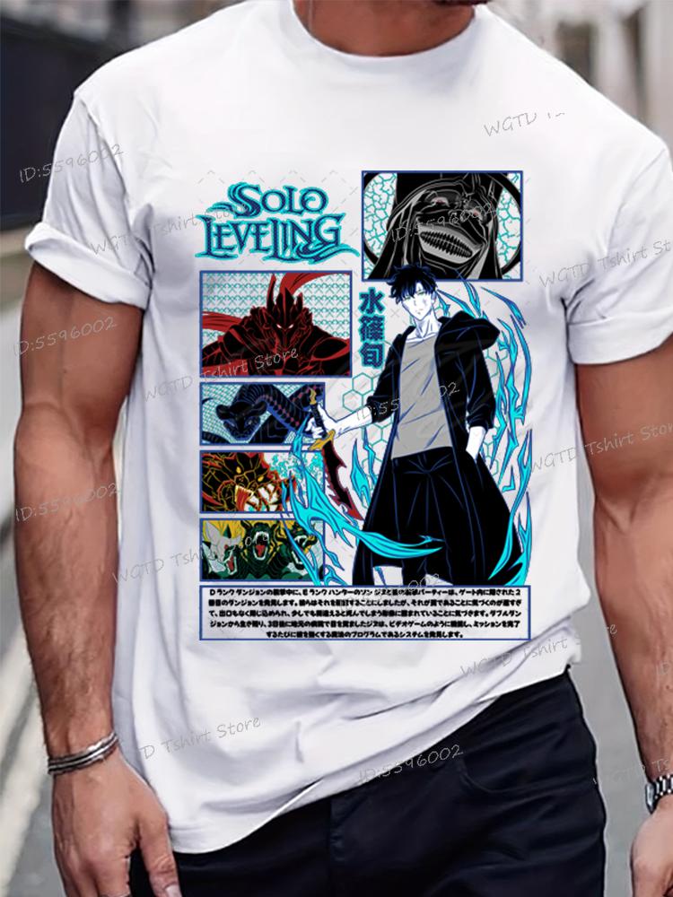 Anime Solo Leveling Tričko Vtipná grafika Sung Jin-Woo Pánské oblečení Krátký rukáv O-výstřih Topy Komiks Solo Leveling Bílá trička