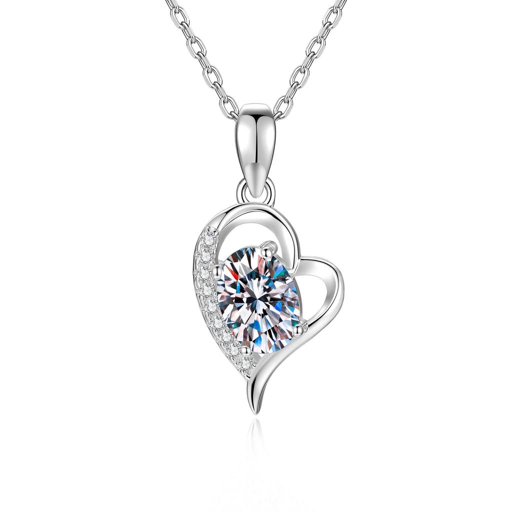 Sterling Silver Heart-Shaped Moissanite Necklace - Elegant and Versatile Pendant