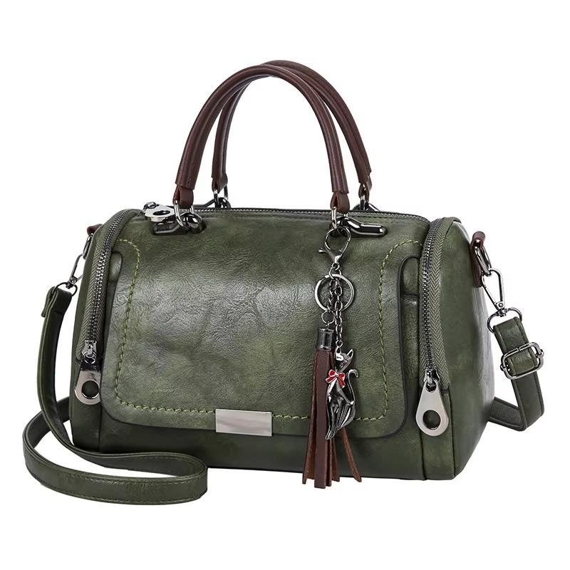 Boston Handtas met Kwastjes voor Dames Grote Capaciteit Rits Schouder Crossbody Tas met Afneembare Riem Mode Dagelijkse Portemonnee