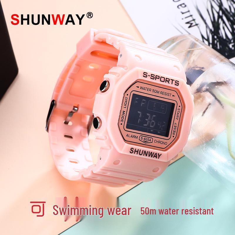 Korean Style Square Sports Watch for Students - Jelly Color, 50M Waterproof, Fashionable Design