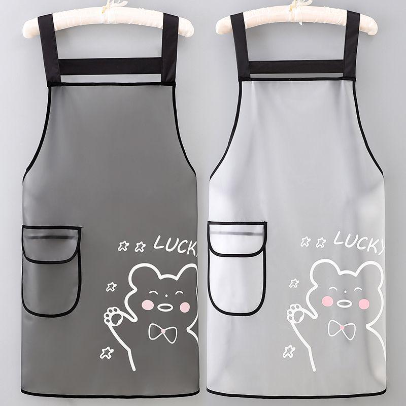 Wash-free Waterproof Printed Seafood Apron - Sleeveless, Oil-proof, Semi-transparent Waist Apron for Work.