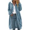 Ladies' Loose Comfortable Casual And Fashionable V-neck Long Sleeved Medium To Long Double-sided Plush Hooded Jacket