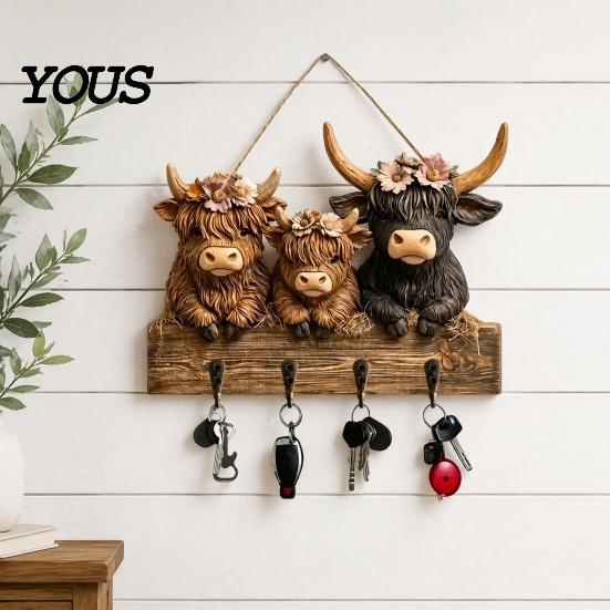 Dunkle Ästhetik Wandkunst Halloween Eingangsbereich Schlüsselhalter mit 4 Haken, Hängendes Holzschild, Montage Partyzubehör-Regal für Schlüssel Taschen Und Leinen,