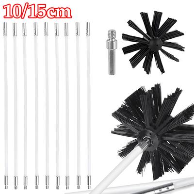 Flexible Chimney Sweep Set Flue Sweeping Brush & Rod Kit Soot Cleaning Rods Nylon Brush Cleaning Tool Kit with 10/15cm 9 Rods