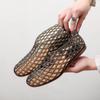 Korean Style Women's Fashion Flat Sandals - Solid Color, Hollow Design, Round Toe Mesh Jelly Beach Shoes