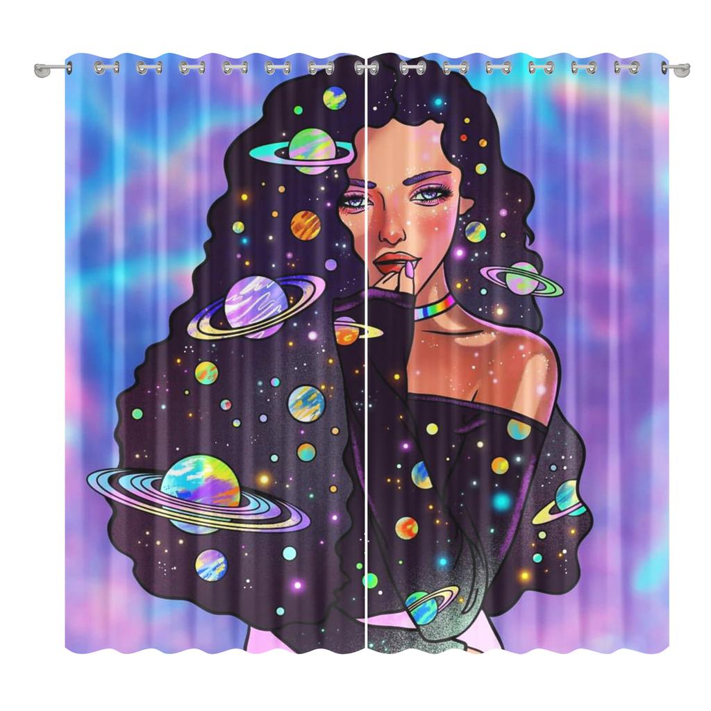 African American Female Curtain Fabric Bedroom Living Room Balcony Blackout Curtain Office Hotel Insulation Curtain