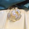 Luxury Pearl Rose Brooch: Women's Camellia Coat Pin Accessory