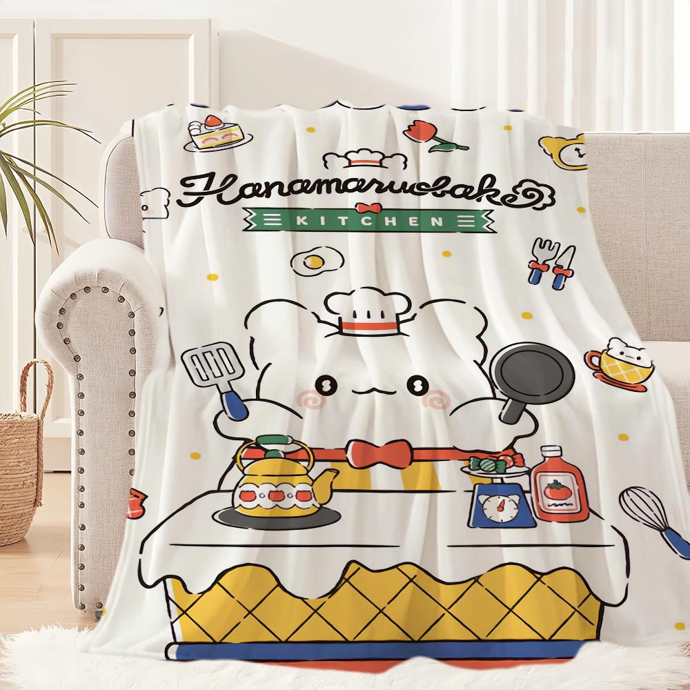 Cartoon H-Hanamaruobake Cute Kawaii Blanket Plush Nap Sofa Rug for Living Room Office Bedroom Birthday Home Travel Kid Gifts