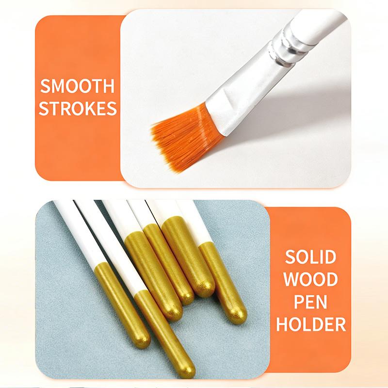 Acrylic Oil Watercolor Artist Brushes Set 6pcs Nylon Material Soft Bristle for Kids Classroom Art Drawing Projects