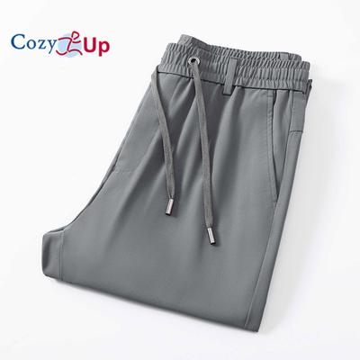 Cozy Up Dünne Freizeithose mit elastischer Taille, Reißverschlussleiste und Kordelzug für Herren, hochelastische Hose