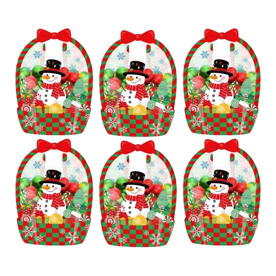 Holiday Treat Bag 2/4/6Pcs Clear Gift for Halloween Christmas, Goodie Candy Bags Packaging with Handle, Resealable Sealed Pouch Party Favors