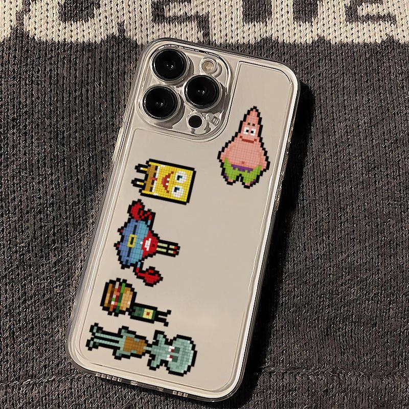 Applicable to iPhone11/11/11 mobile phone case Huawei vivo Xiaomi OPPO transparent case mosaic SpongeBob SquarePants