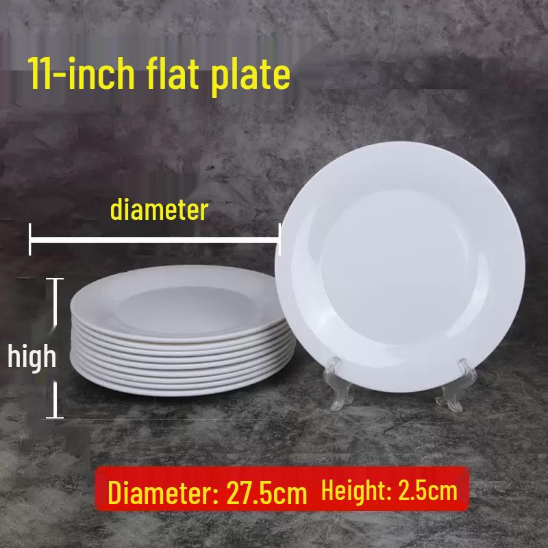

Jiexiangjia 11-inch White Melamine Commercial Dinner Plates (Pack of 10)