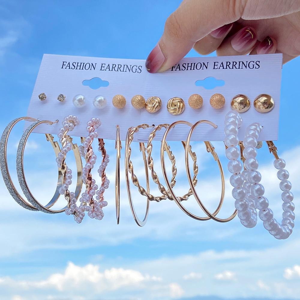 iF ME Fashion Pearl Earring Set Women Luxury Butterfly Love Heart Gold Stud Earrings Resin Hoop Earrings Jewelry Accessories