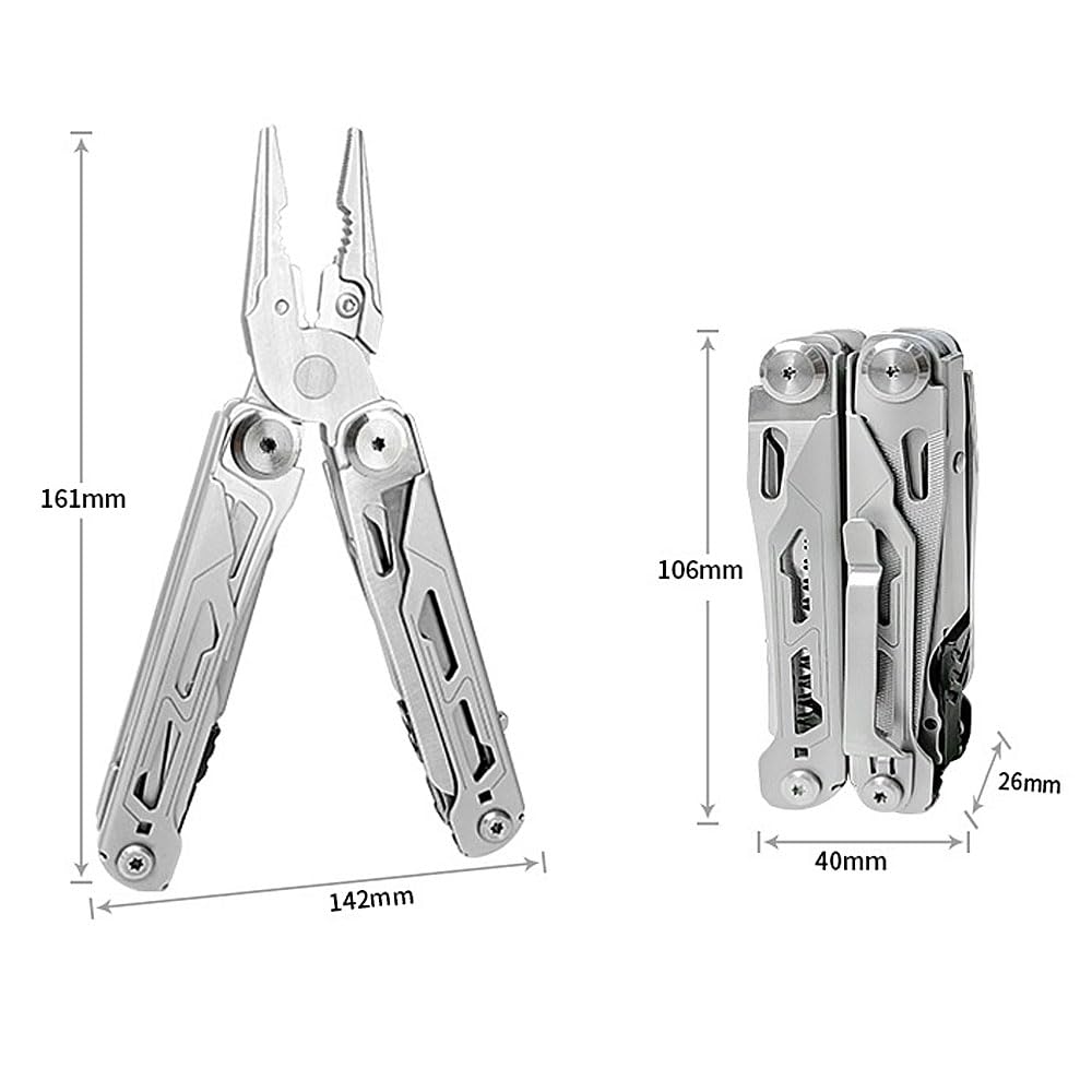 Outdoor with Locking Outdoor Tape Can with Nylon Ideal for and Emergency Preparedness 16-in-1 Multi-Purpose Pliers, Multi-Tool Function, Cutter,