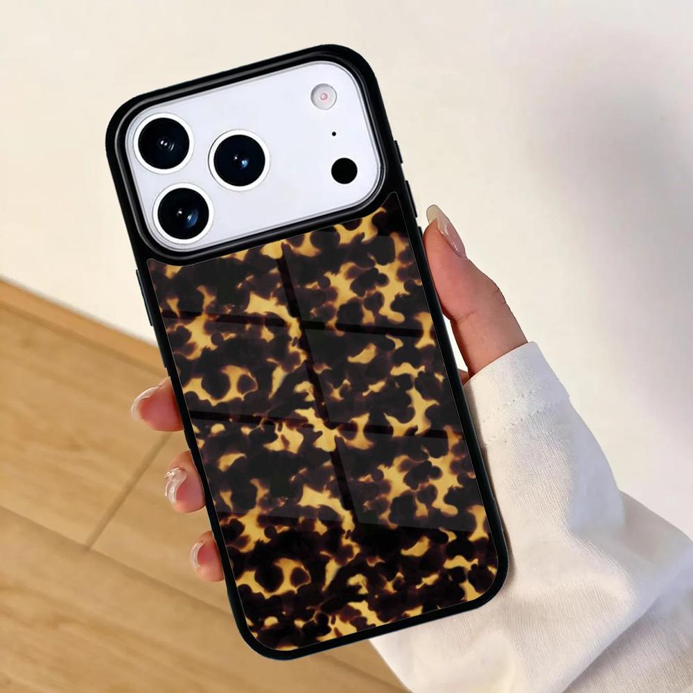 Tortoise Shell Pattern polished Marble Phone Case For Apple iPhone 17 air 16 Pro Max 15 Pro Max 14 13 12 11 Mini Back Cover
