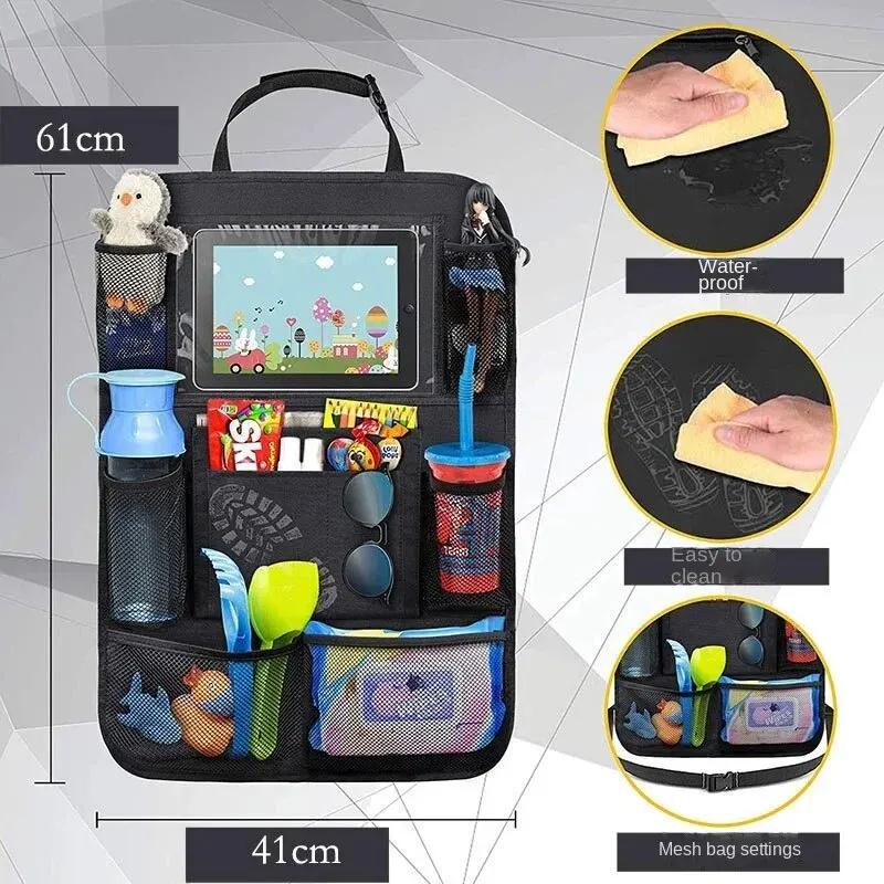 Car Seat Organizer Multifunctional Oxford Fabric Back Multi Pocket Storage Bag with Tablet Holder Protector for Kids Car Seat