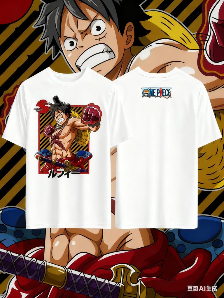 One Piece Luffy Anime Printed Pure Cotton Tshirt for Men and Women Casual Fashion Oversized Anime Peripheral Clothing Tshirt