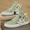 2025 New Straw High-top Board Shoes Corduroy Casual Shoes Men's Shoes Korean Version of Student Tide Shoes Four Seasons
