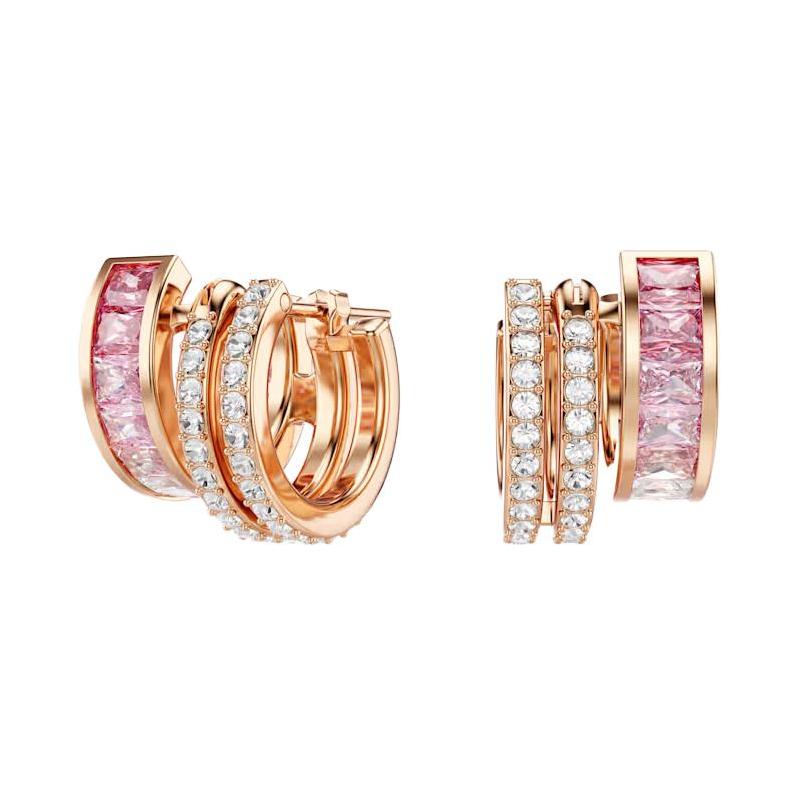 Swarovski Connexus Large Circle Hollow Ring Design Synthetic Cubic Zirconia Earrings Unisex Couple Style Gold/Pink 5741333