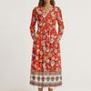 Šaty Pro Ženy Dlouhé Boho Plážové Šaty Elegantní Maxi Šaty Výstřih do V Dlouhý Rukáv Šaty s Kapsami
