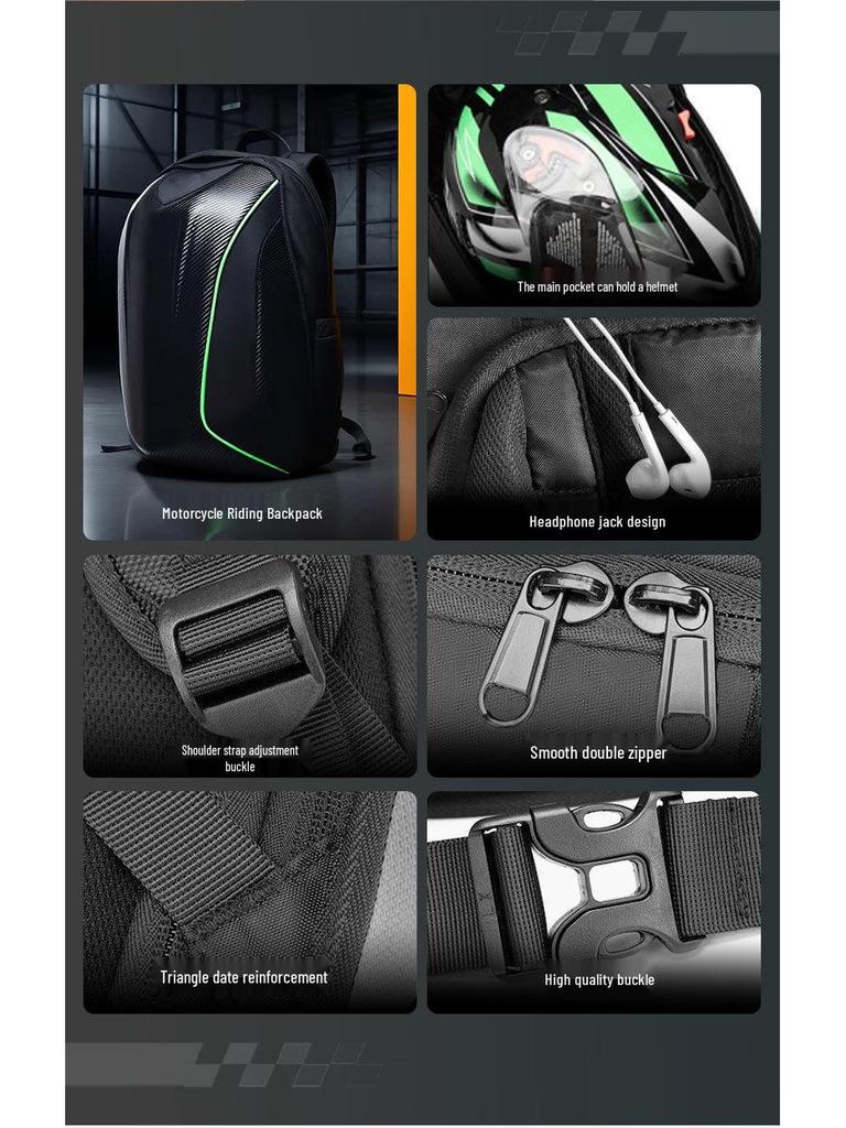 Motorcycle Helmet Backpack, Waterproof Hard Shell Riding Bag, KTM Style