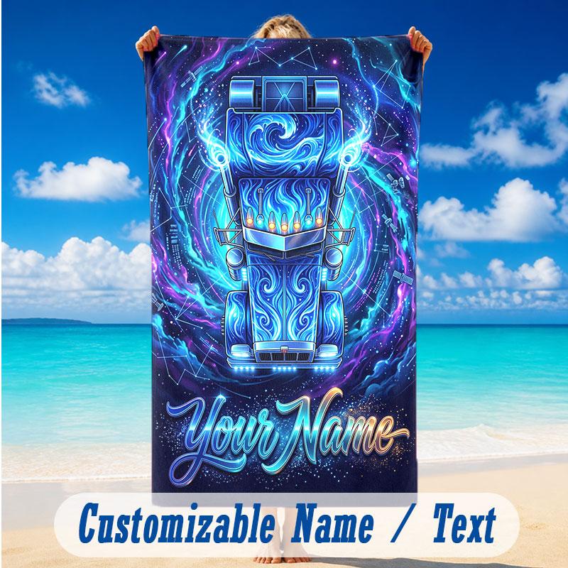 Fantasy Magic Theme Beach Towel Personalized Custom Name & Text Soft Quick Dry Beach Towel for Swimming Travel