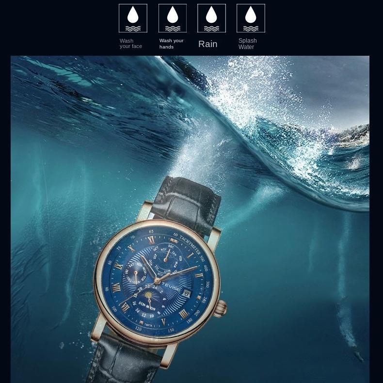 TEVISE New Thin Mechanical Watch Men's Calendar Large Dial Watch