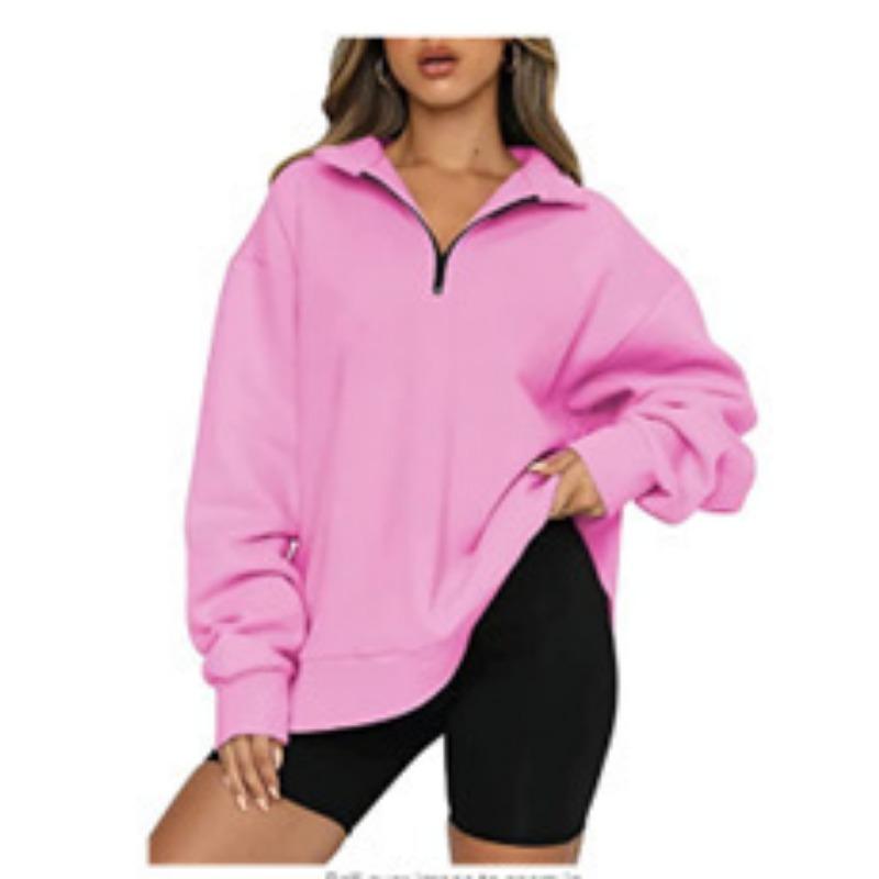 New Winter Women's Sweatshirt Plus Velvet Top Loose Solid Color Pocketless Sweatshirt