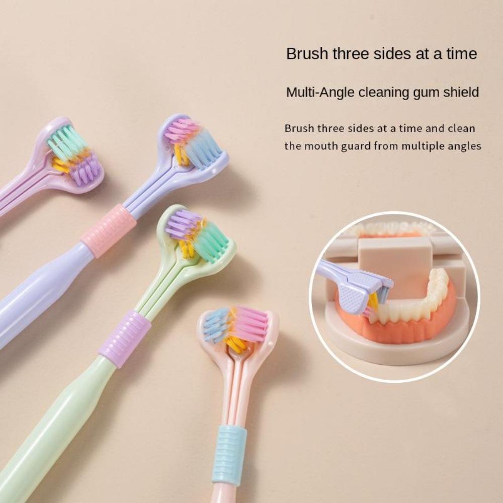 1PC 360 Degree Three-sided Soft Bristle Toothbrush Oral Care Safety Toothbrush Teeth Deep Cleaning Portable Travel Dental Oral Care