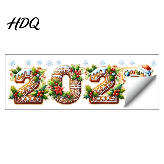 Storefront Holiday Decorations 2027 Gingerbread Christmas Static Window Clings Xmas New Year Decals with Santa Claus Glass Stickers Snowman