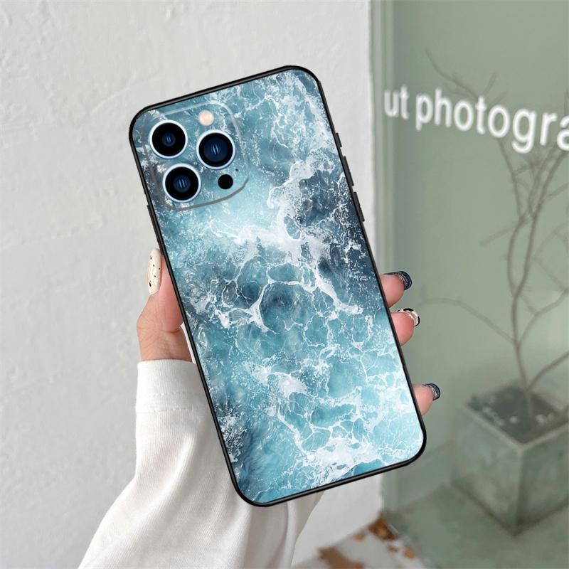 Blue Ocean Waves Sea Silicone Soft Case For iPhone 17 Air 11 14 16 15 Pro Max 12 13 Mini 16 Plus 16e Back Cover