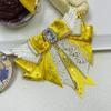 New Cosplay Anime Dance Bow Brooches for Women Fabric Lace Bowknot Crystal Shirt Dress Collar Pins Handmade Accessories