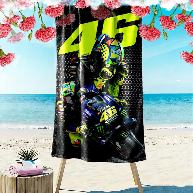 Ręcznik plażowy z nadrukiem Valentino Rossi, Duży miękki szybkoschnący ręcznik na plażę, kemping, basen