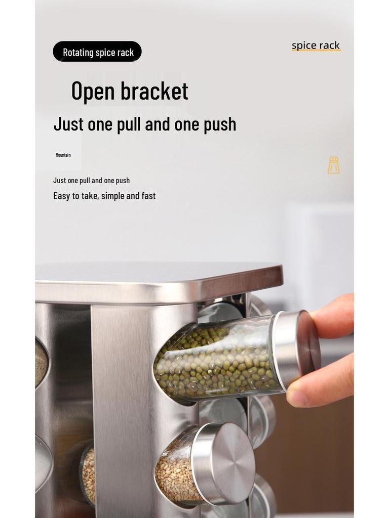 Rotatable Stainless Steel Kitchen Spice Rack - Multi-functional, Portable Seasoning Organizer