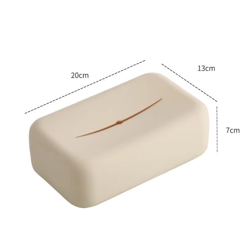 Nordic Tissue Box Cover Soft Silicone Reusable Wet Tissue Case Beige Tissue Box Holder Bathroom Livingroom Kitchen Decoration