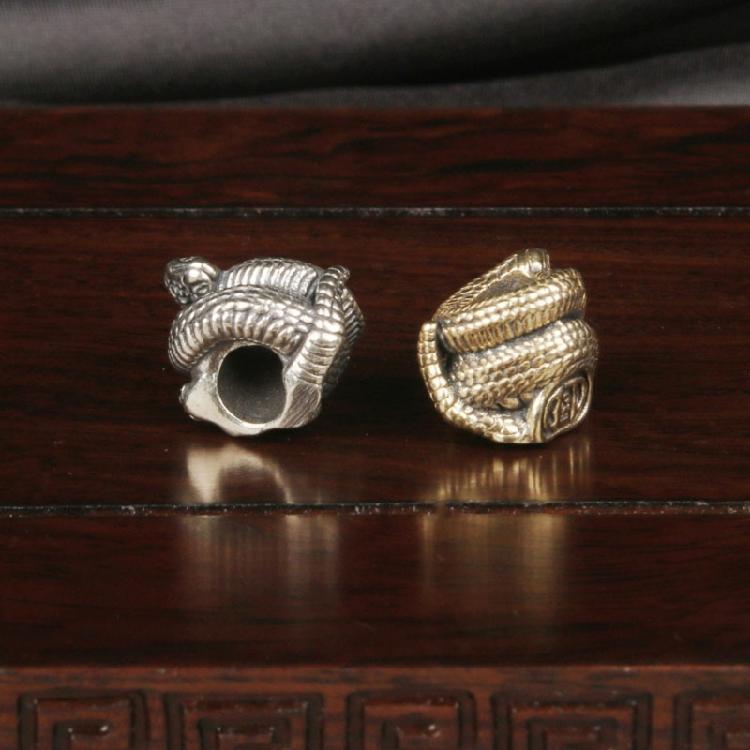 3Pcs Light Weight Snake Shape Metal Beads Metal Hanging Charm Paracord Beads Bracelets Lanyard Pendants Accessories