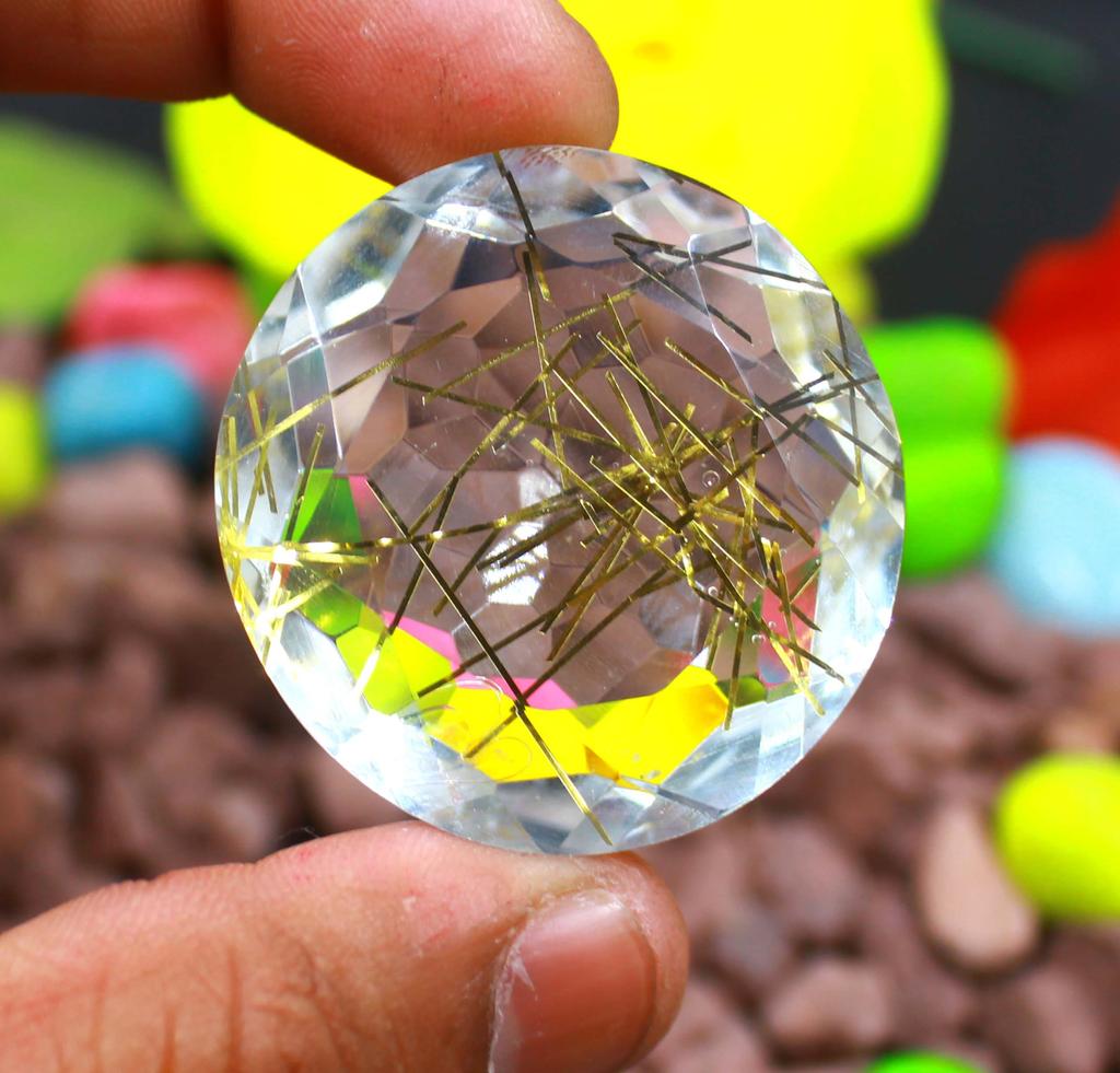 Monday Big Sale 120-130 Carat Yellow Round Brazil Lab Created Certified Gemstone SN376
