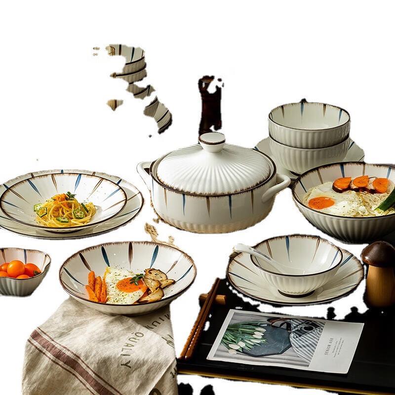 Mode Lanka 31-Piece Japanese Underglaze Ceramic Dinnerware Set for 6