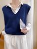 Women's College-Style V-Neck Knit Vest - Retro, Versatile, Loose-Fit Sleeveless Sweater for Autumn/Winter