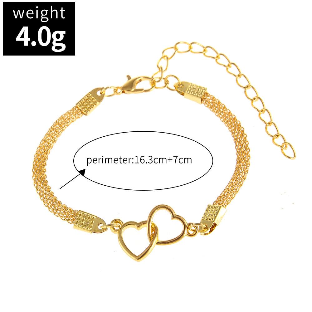 Adjustable Double Heart Bracelet Metal Mesh Chain Link Fashion Jewelry for Women Men Anniversary Birthday Gift
