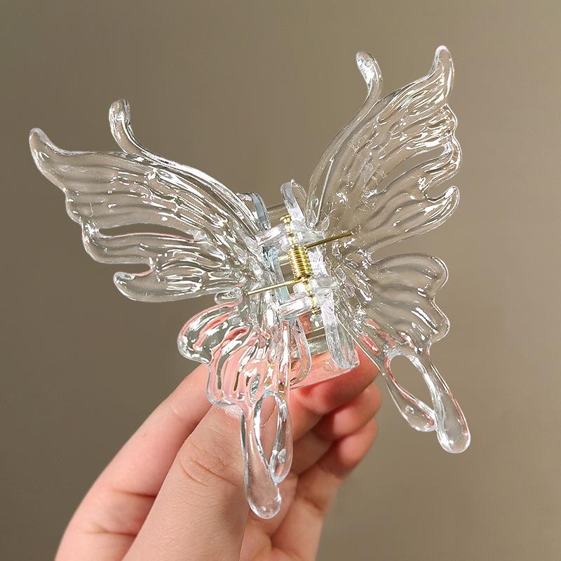 Super Fairy Transparent Butterfly Hairpin Fashionable and Simple Back Head Grab Clip Niche Personality High-end Hair Accessories
