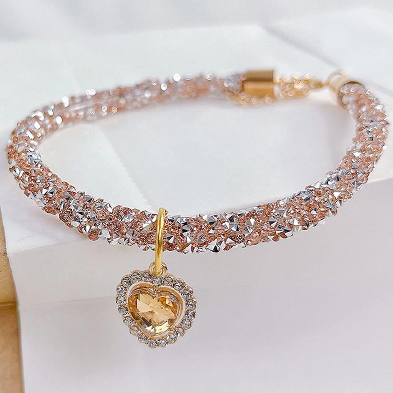 Colier Pisică Cristal Pandantiv Gemă Inimă Petrecere Strass Colier Ajustabil Pisici Cățel Chihuahua Nuntă Accesorii Animale de Companie
